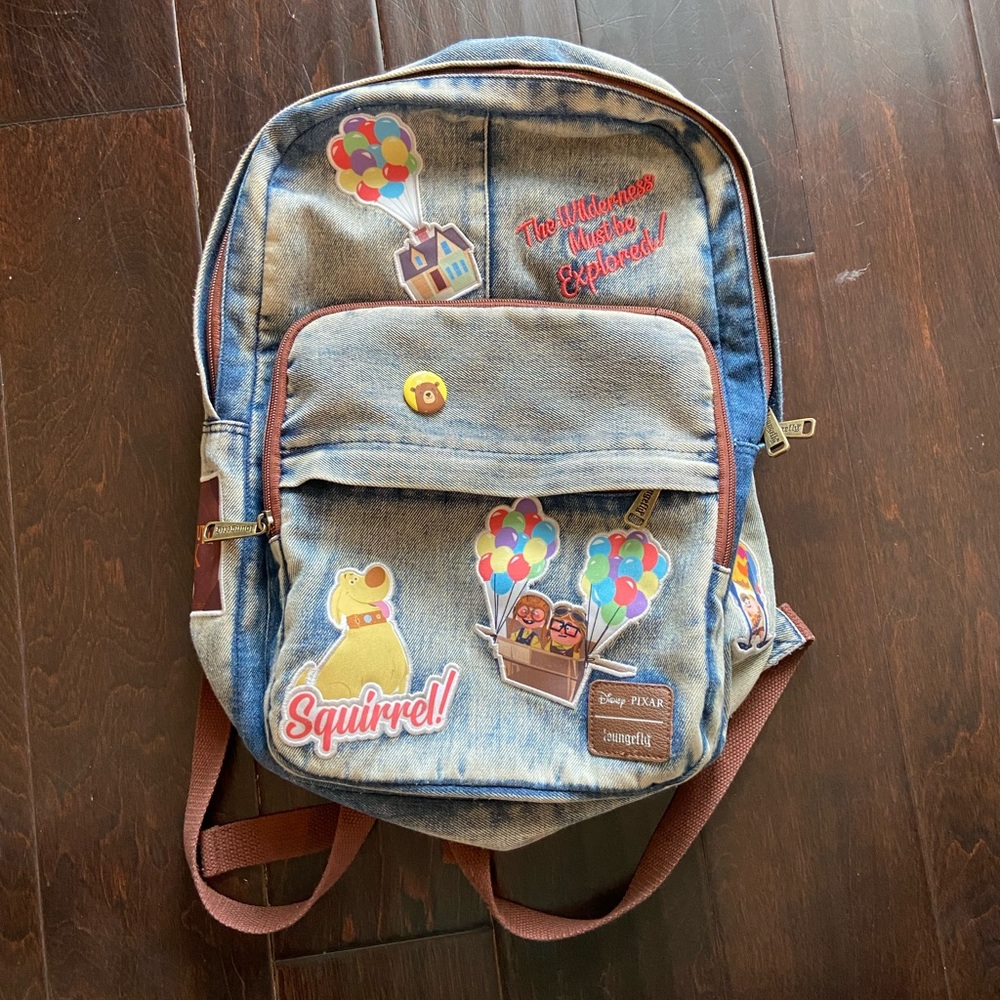 Loungefly Disney Pixar Up Patches Denim backpack